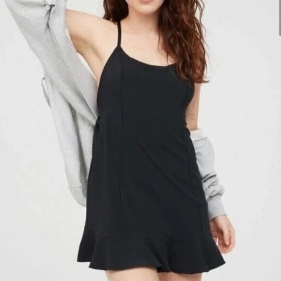 aerie Dresses & Skirts - Aerie Womens Offline Real Me Black Ruffle Athletic Dress Size S Athleisure Gym